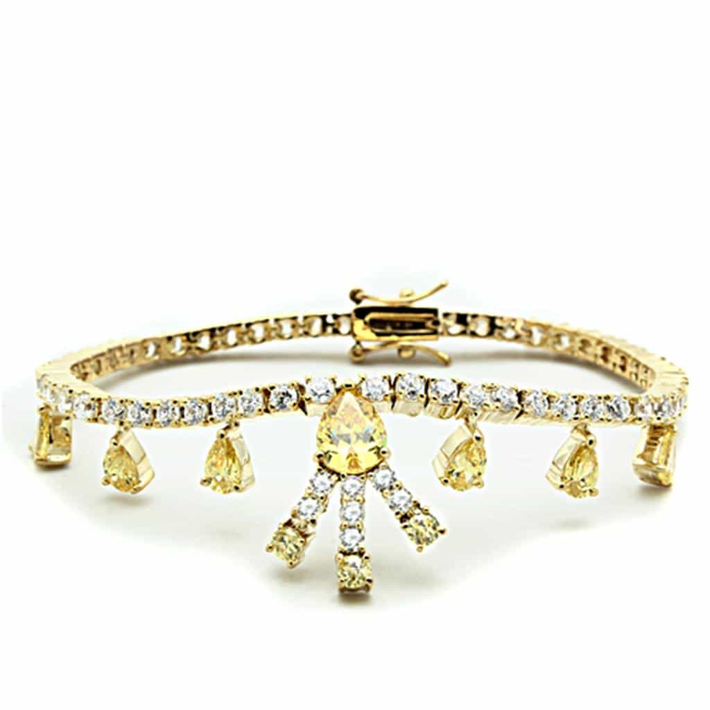 Brass Gold CZ Teardrop Chandelier Statement Jewelry Set view 3