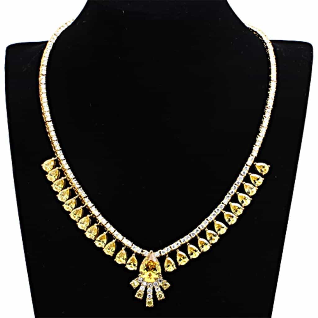 Brass Gold CZ Teardrop Chandelier Statement Jewelry Set view 4