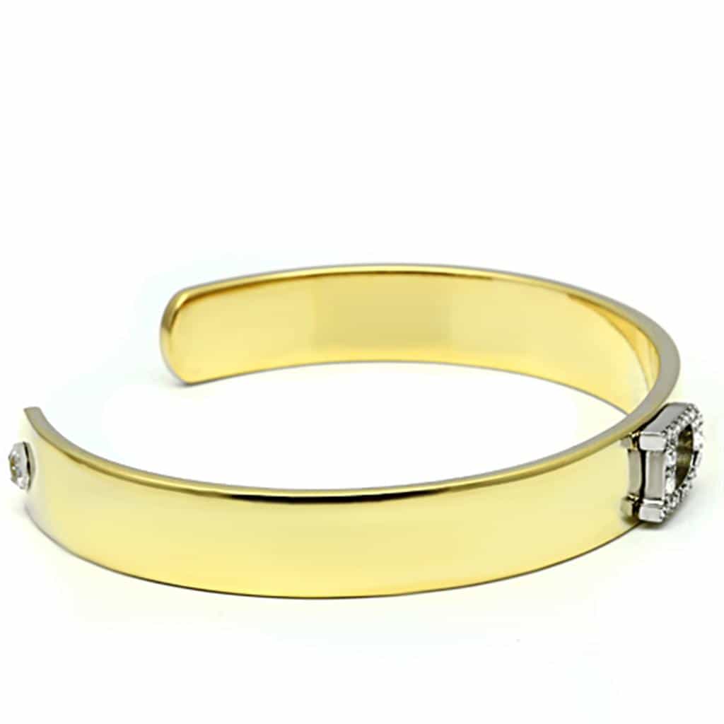 Brass Gold CZ Initial Letter D Open Cuff Bracelet view 3