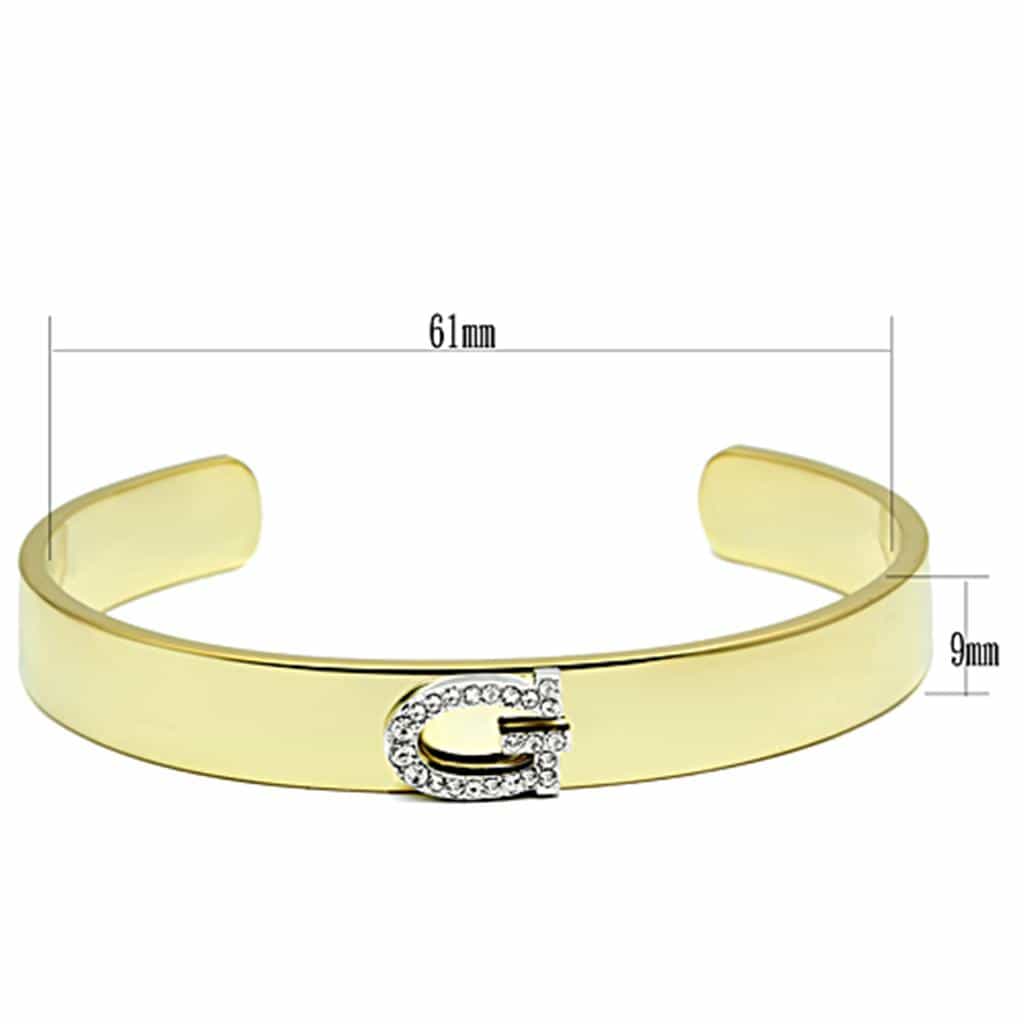 Brass Gold CZ Initial Letter G Open Cuff Bracelet view 2