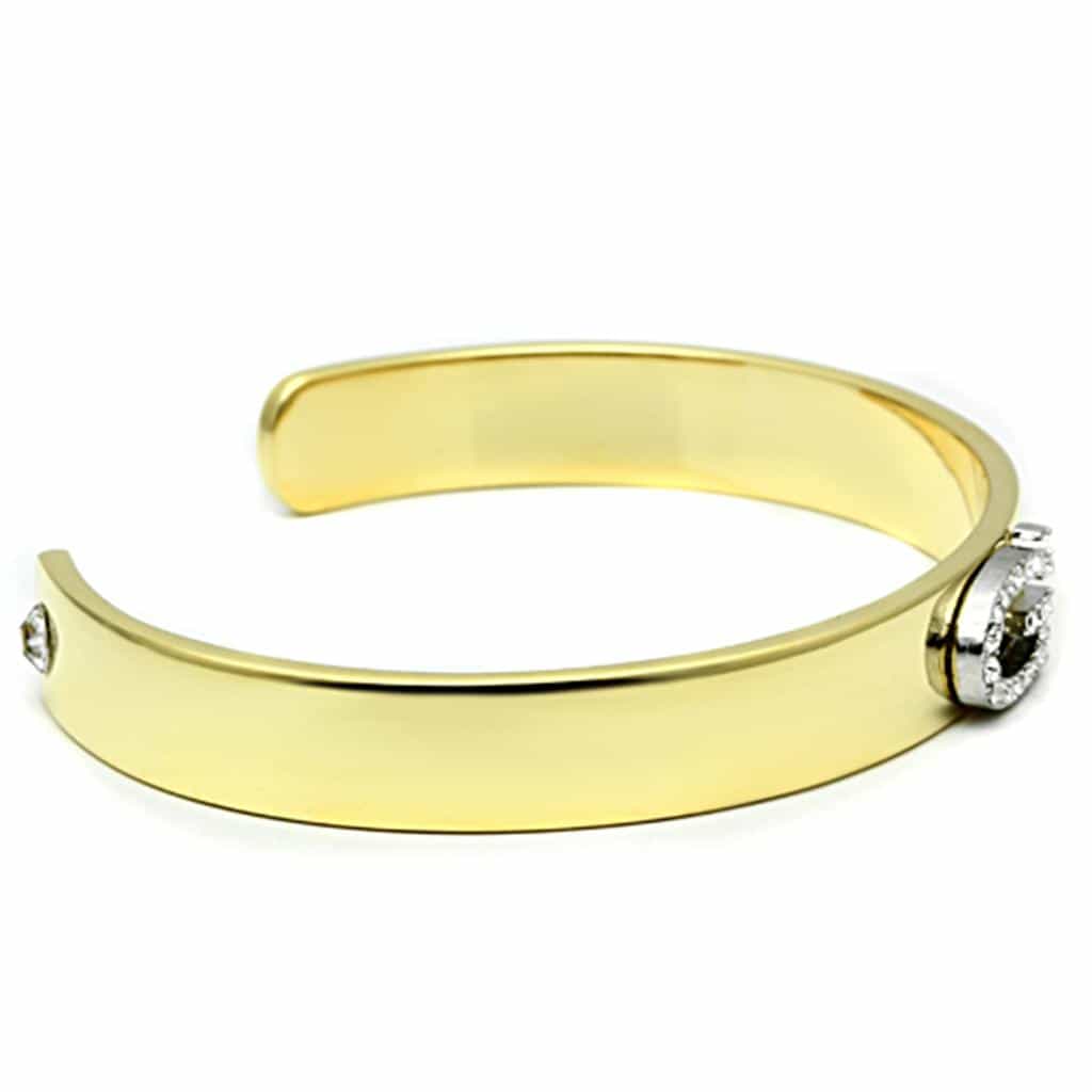 Brass Gold CZ Initial Letter G Open Cuff Bracelet view 3