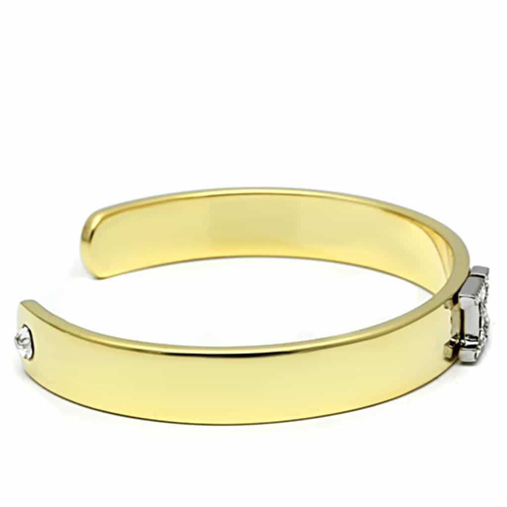 Brass Gold CZ Initial Letter K Open Cuff Bracelet view 3