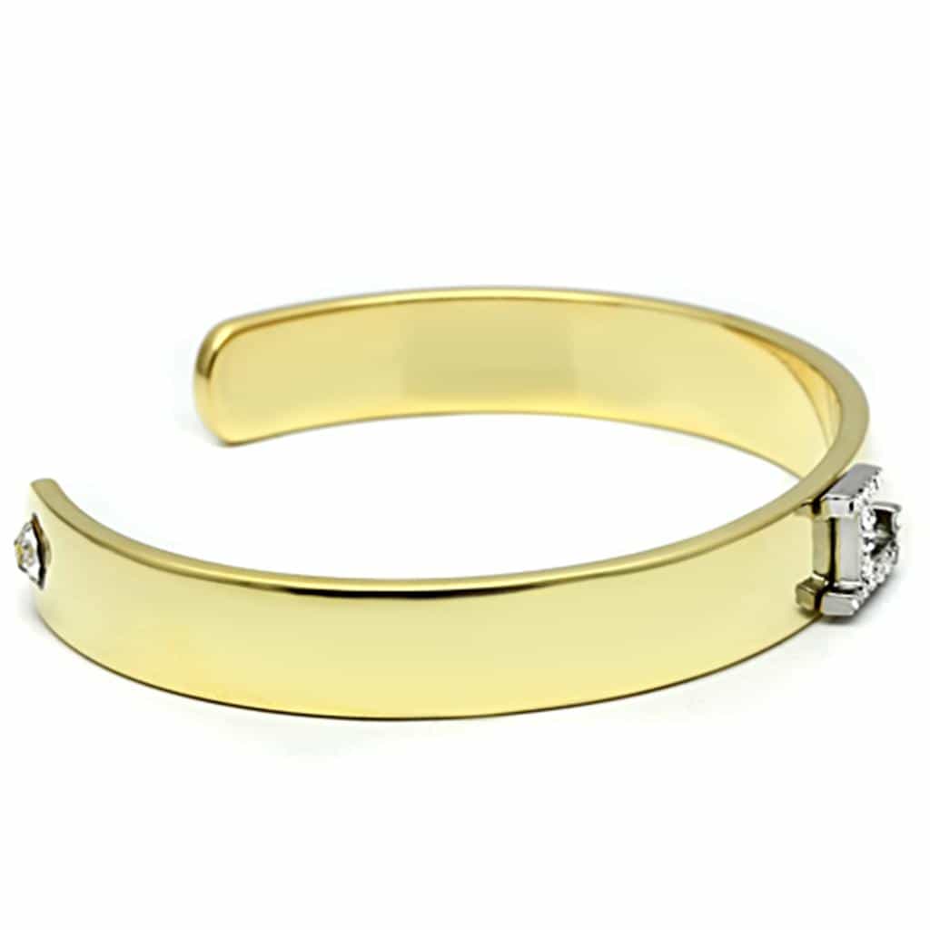 Brass Gold CZ Initial Letter L Open Cuff Bracelet view 3