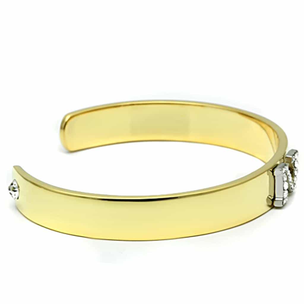 Brass Gold CZ Initial Letter N Open Cuff Bracelet view 3