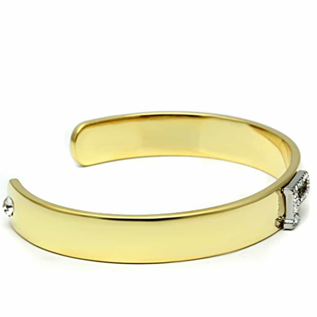 Brass Gold CZ Initial Letter P Open Cuff Bracelet view 3