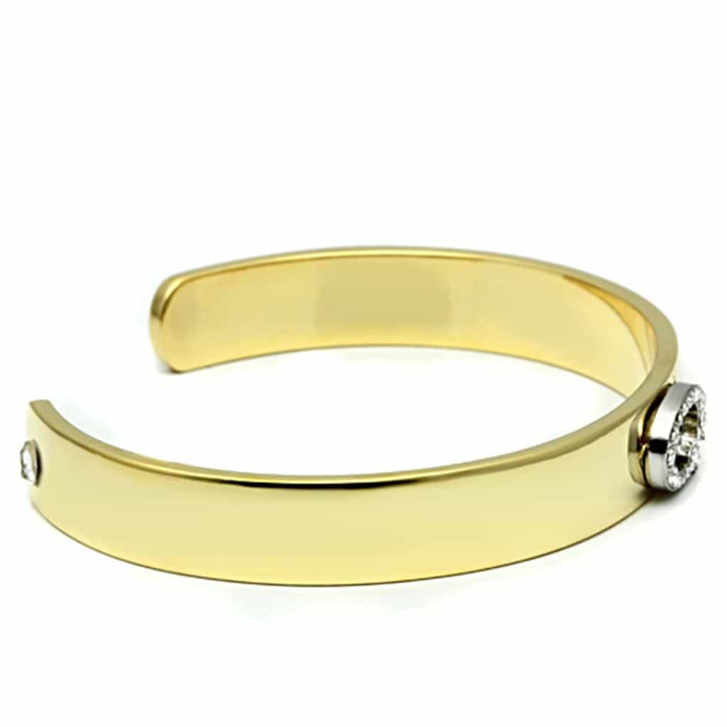 Brass Gold CZ Initial Letter Q Open Cuff Bracelet view 3