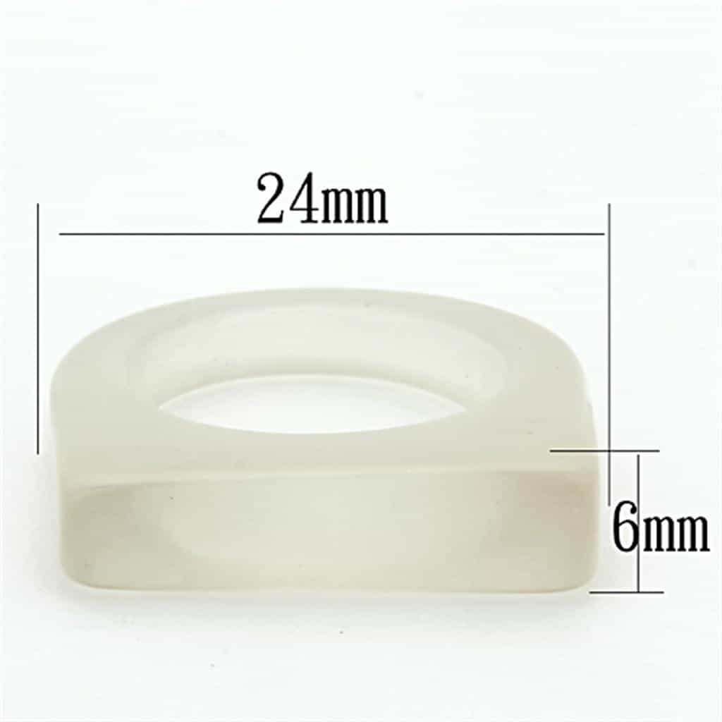 Stainless Steel White Ceramic Flat Top Oval Resin Ring view 2