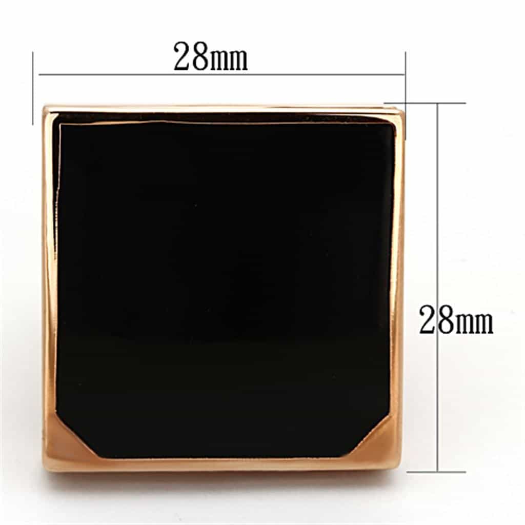 Brass Rose Gold Black Onyx Square Geometric Double Cocktail Ring view 2