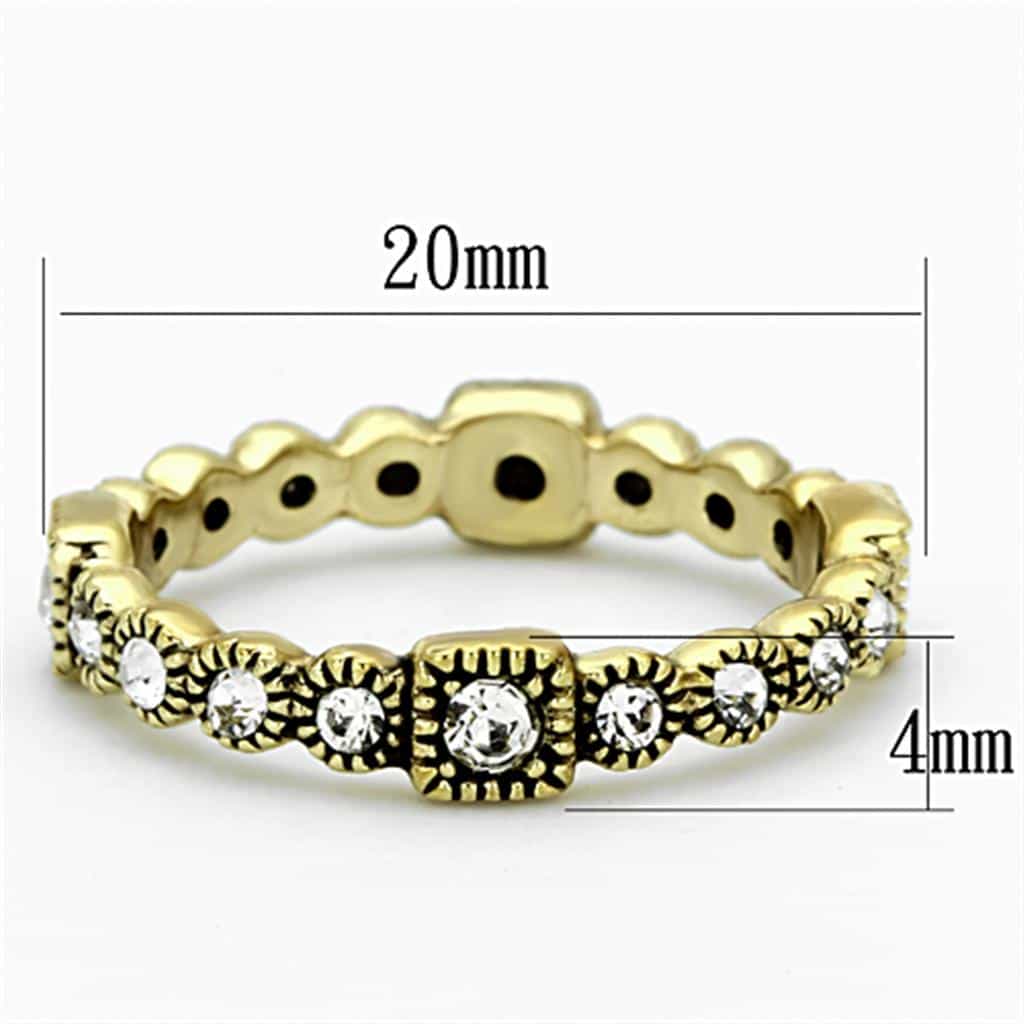 Brass Gold Antique CZ Bezel Set Flower Eternity Band Ring view 2