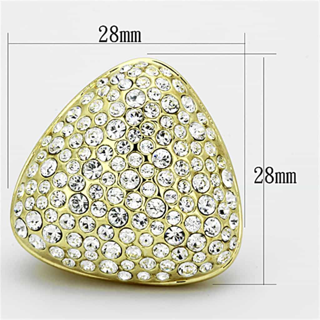 Brass Gold CZ Pave Dome Triangle Cocktail Ring view 2