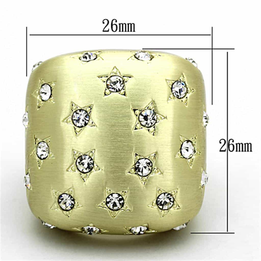 Brass Gold Brushed Satin CZ Star Scattered Dome Cocktail Ring view 2