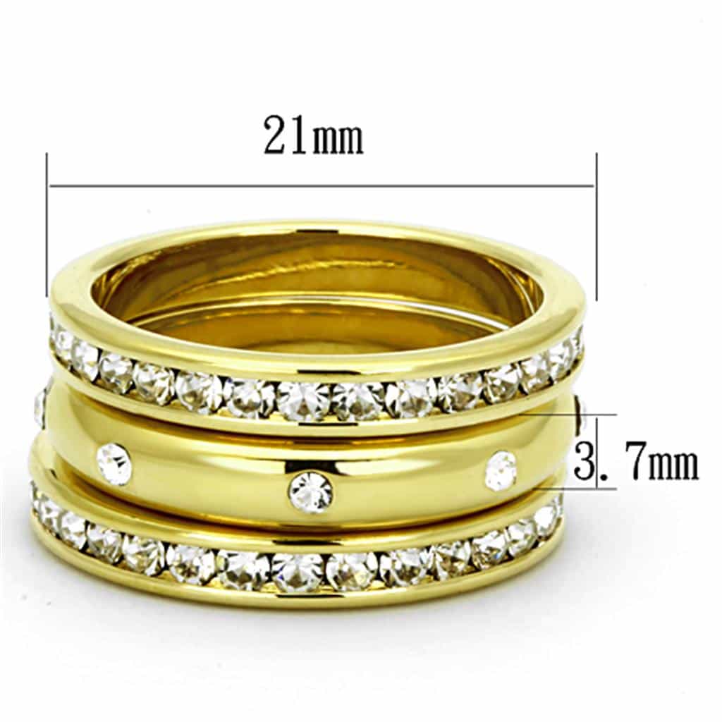 Brass Gold CZ Multi Band Stackable Ring Set Ring view 2