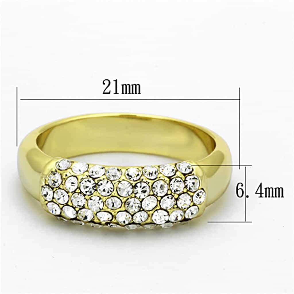 Brass Gold CZ Pave Cluster Dome Band Ring | The Stainless Jewelry view 2