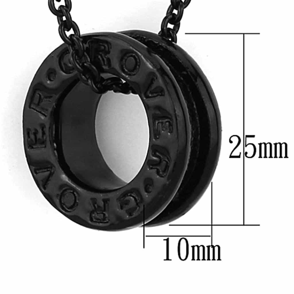 Brass Black IP Love Engraved Circle Ring Pendant Necklace view 2