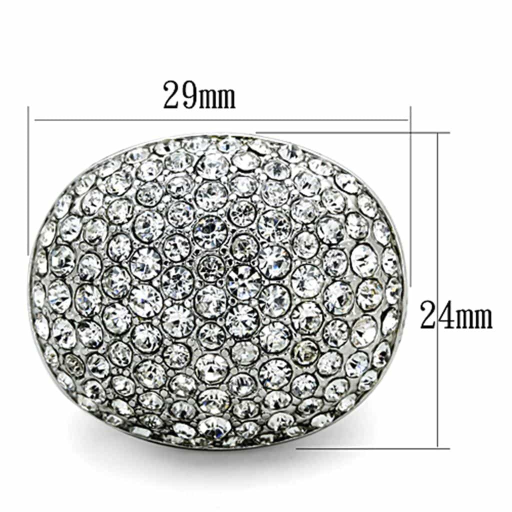 Brass Silver CZ Pave Dome Ball Cocktail Ring view 2
