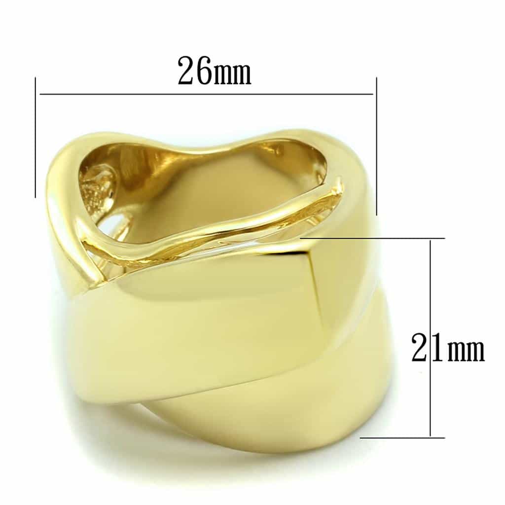 Brass Gold Polished Sculpted Triple Wave Cocktail Ring view 2