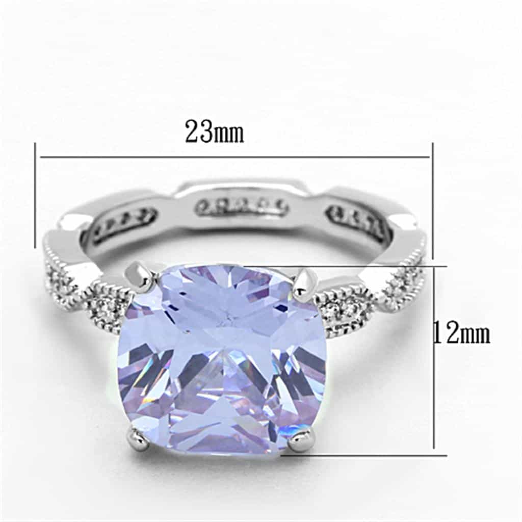 Brass Silver Lavender CZ Cushion Cut Pave Band Cocktail Ring view 2