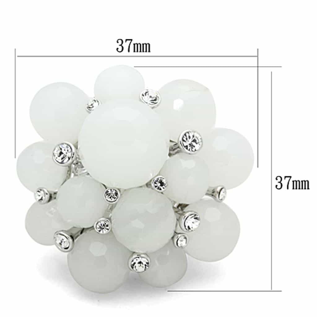 Brass Silver White Bead Cluster Flower Cocktail Ring view 2