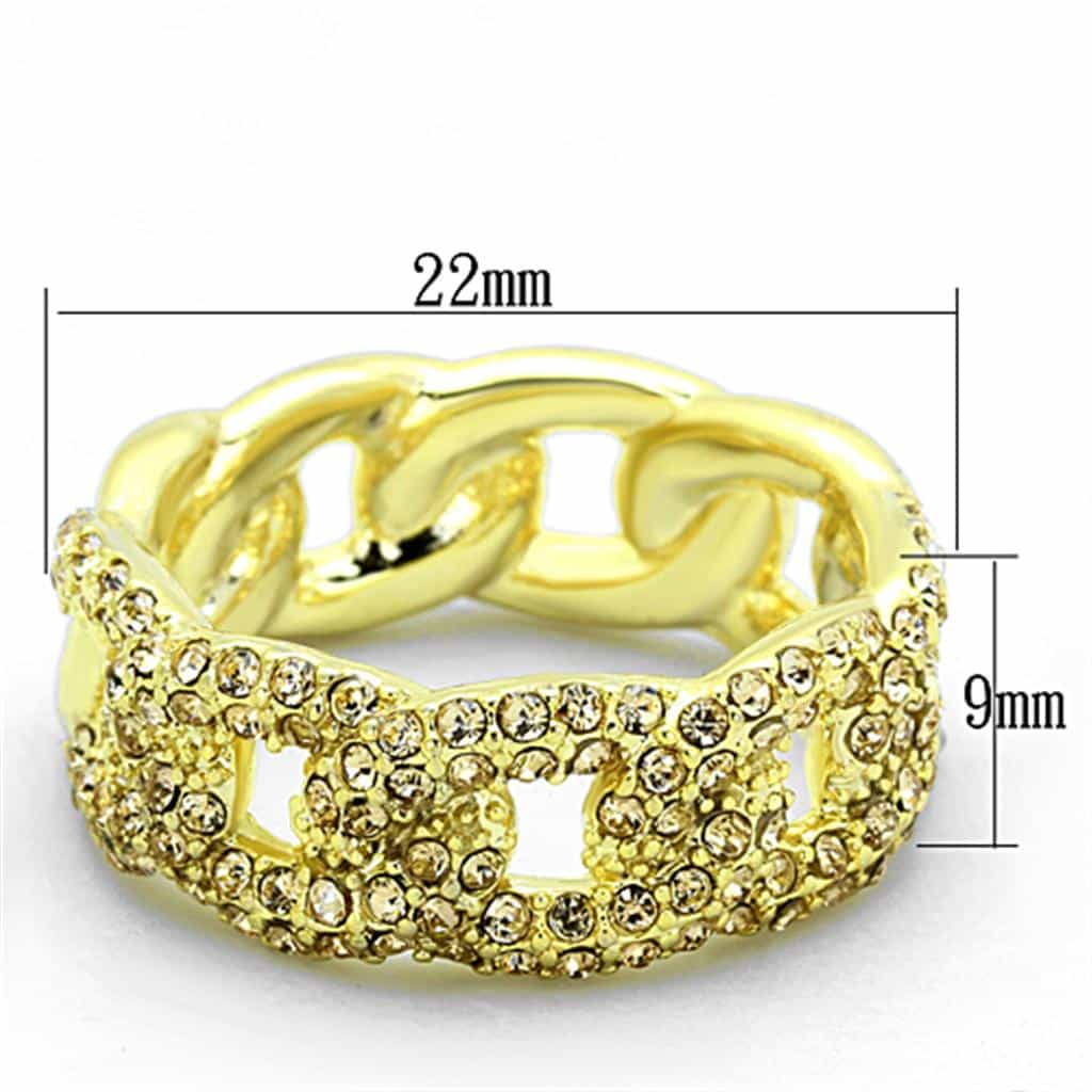Brass Gold Champagne Topaz CZ Pave Chain Link Band Ring view 2