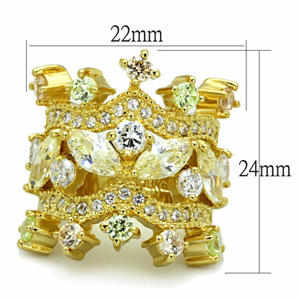 Brass Gold Multi Color CZ Cluster Starburst Cocktail Ring view 2