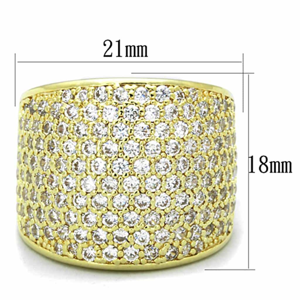 Brass Gold CZ Micro Pave Wide Dome Cocktail Ring view 2