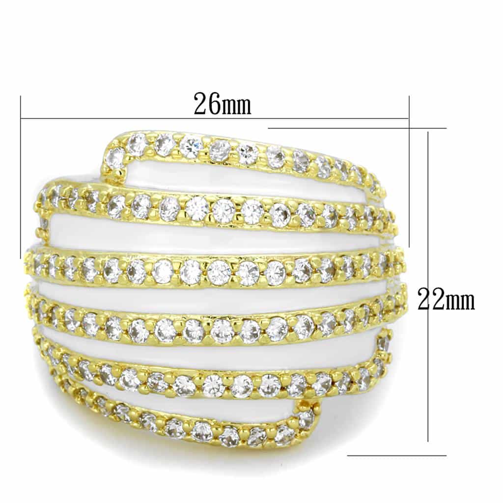 Brass Gold CZ Pave Multi Row Wide Dome Cocktail Ring view 2