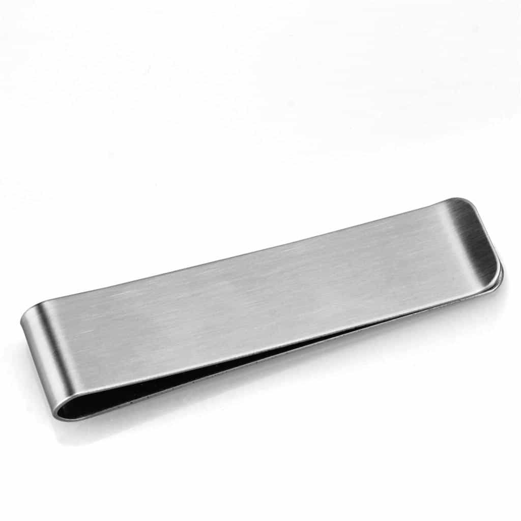 Stainless Steel Silver Brushed Satin Money Clip Ring view 2