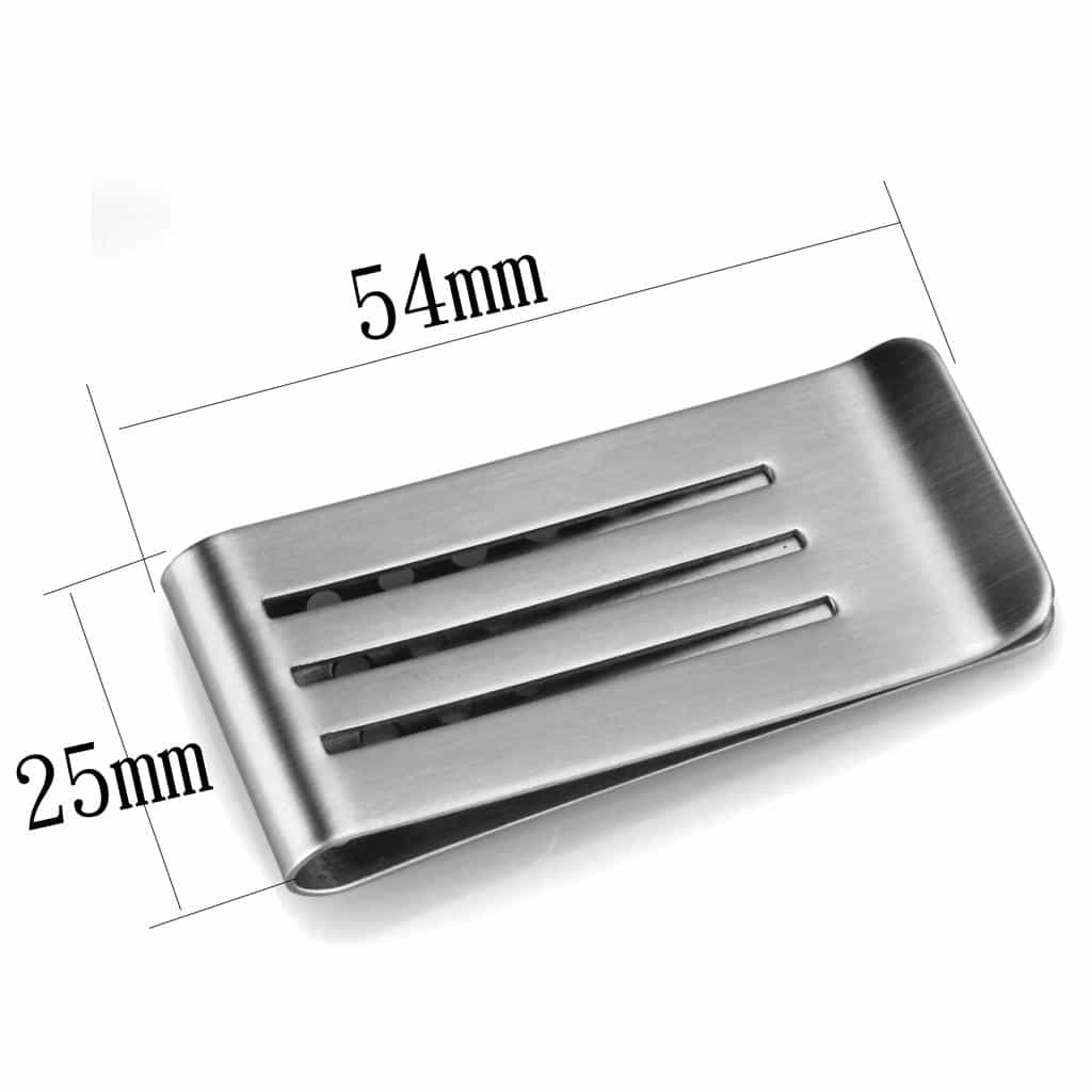 Stainless Steel Silver Striped Slotted Money Clip view 3
