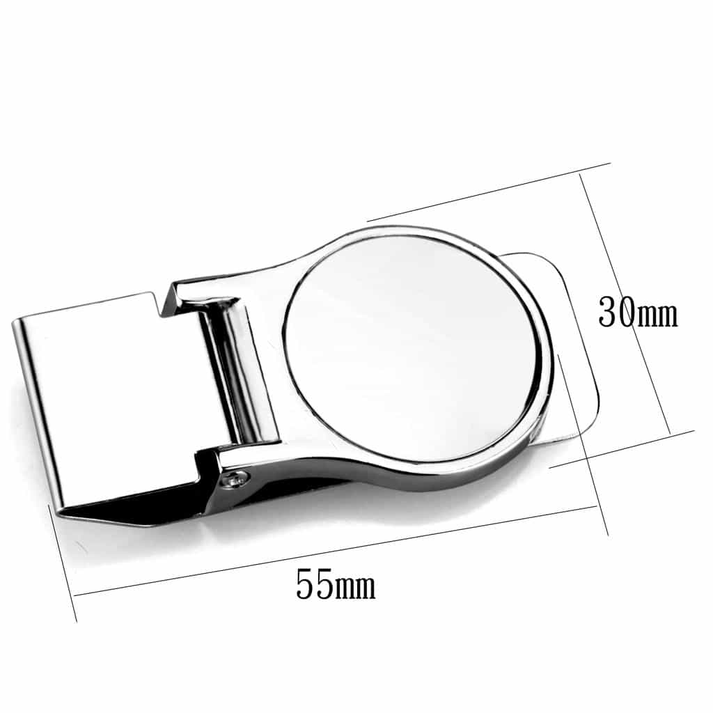Stainless Steel Silver Polished Round Disc Money Clip view 2