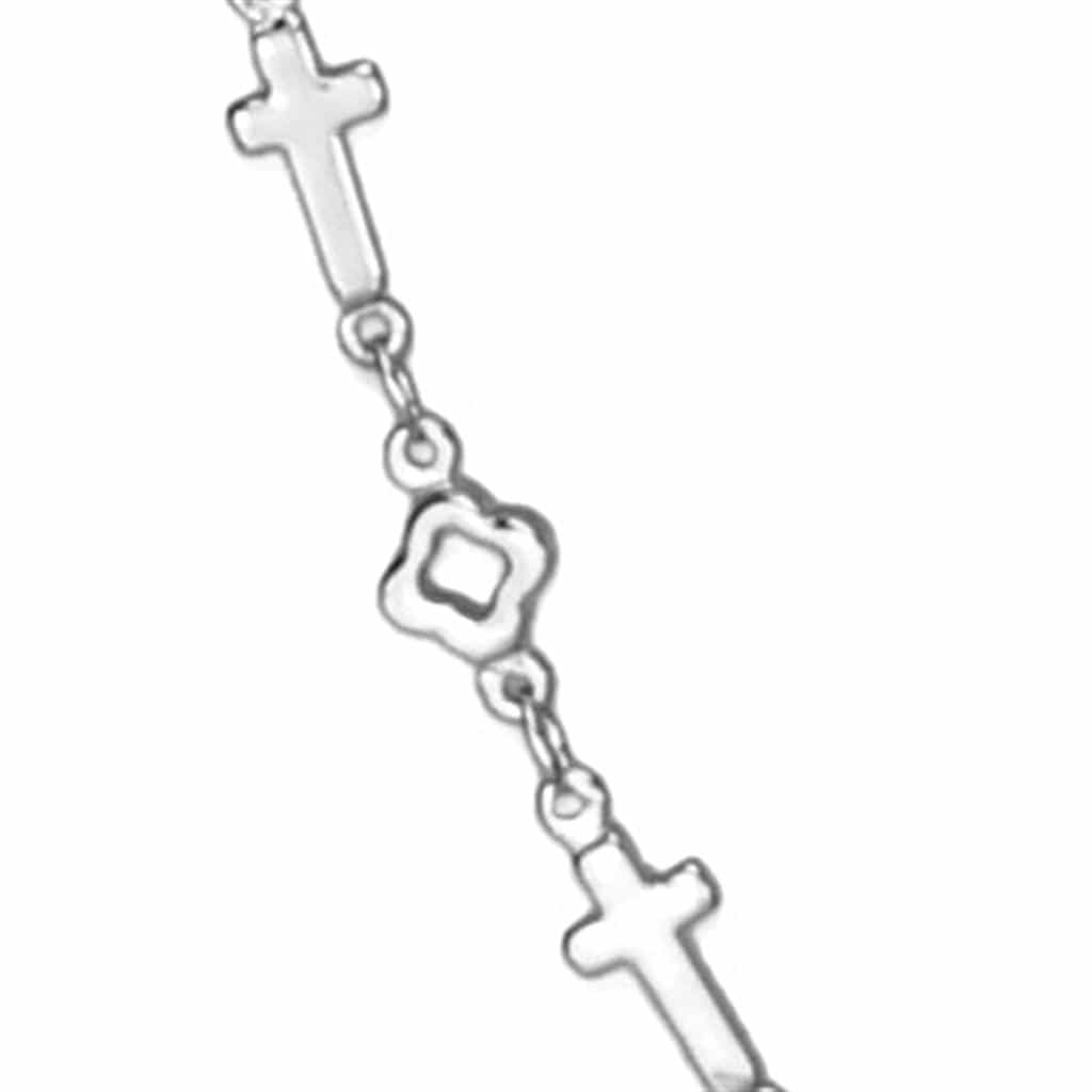 Brass Silver CZ Station Chain Necklace | The Stainless Jewelry view 2
