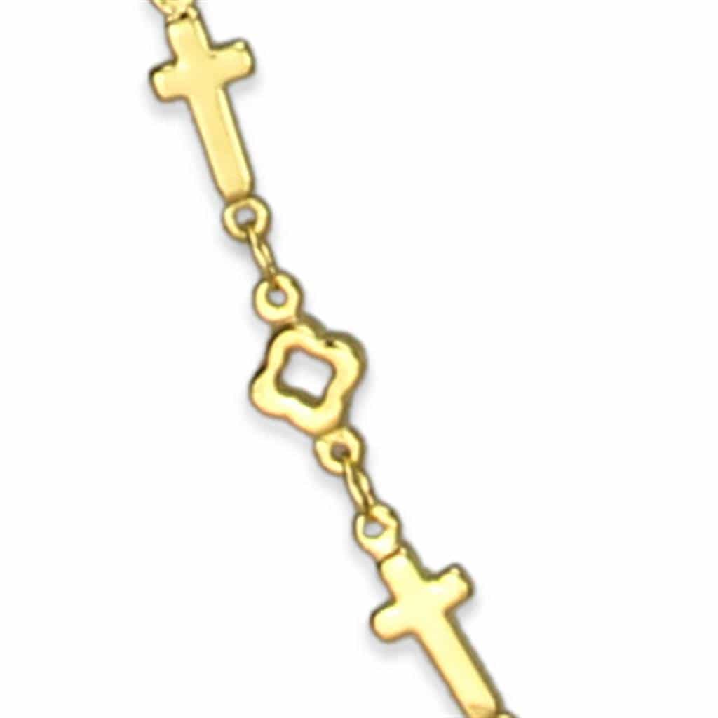 Brass Gold CZ Cross Station Chain Necklace view 2