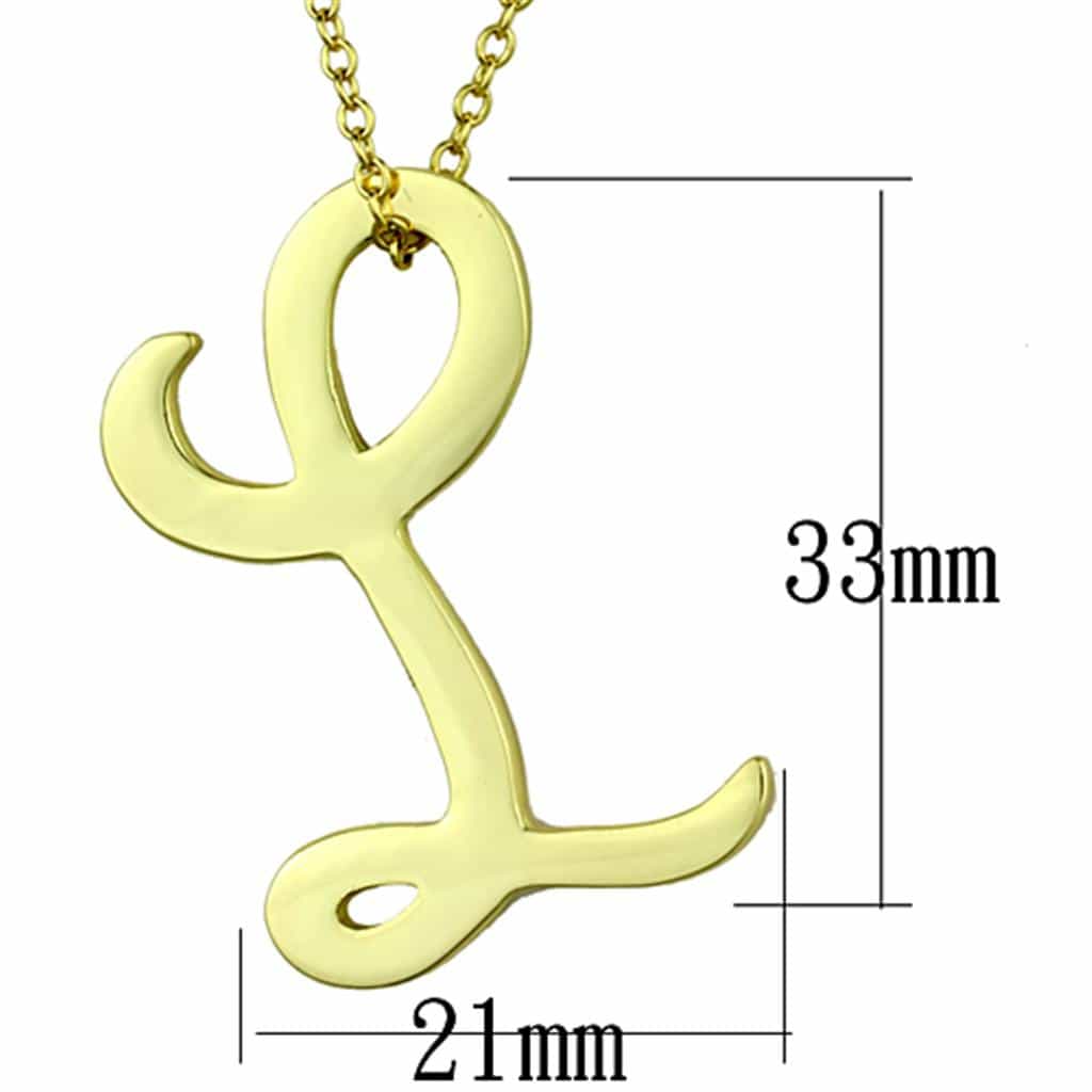 Brass Gold Script Letter L Pendant Necklace view 2