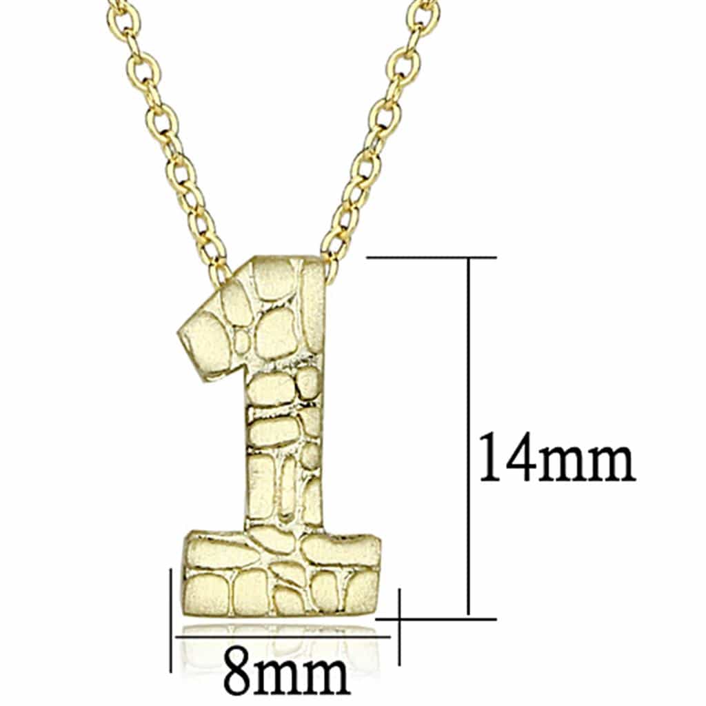 Brass Gold Textured Number 1 Pendant Necklace view 3