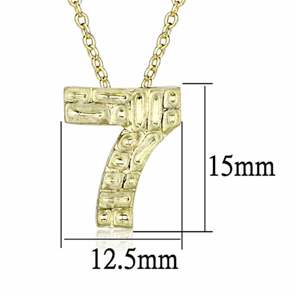 Brass Gold Textured Number 7 Pendant Necklace view 3