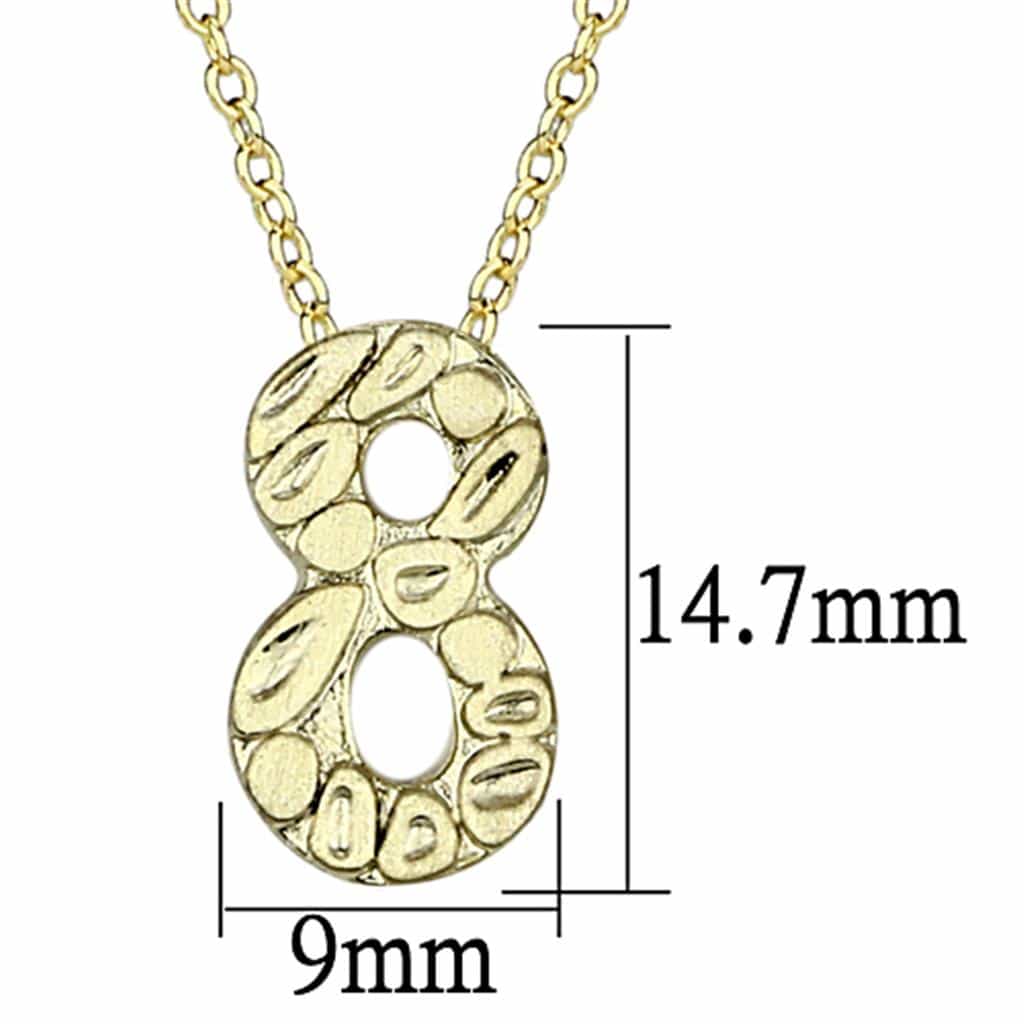 Brass Gold Textured Number 8 Pendant Necklace view 3