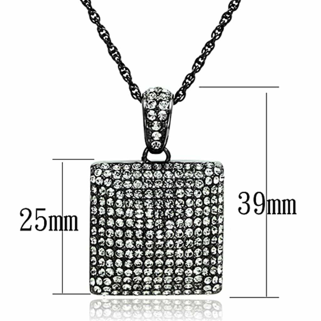 Brass Gunmetal CZ Pave Square Pendant Necklace view 2