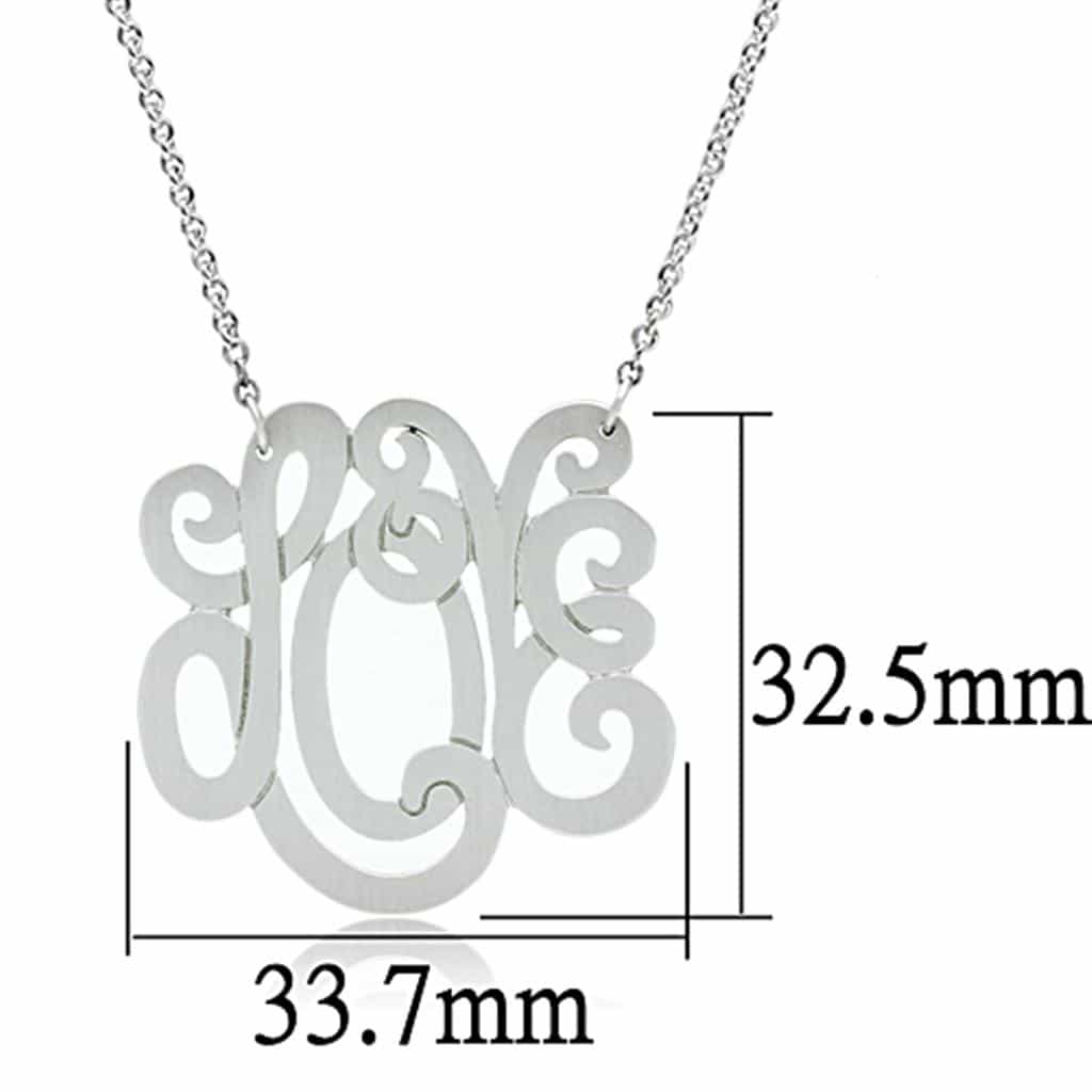 Brass Silver Script LOVE Word Pendant Necklace view 2