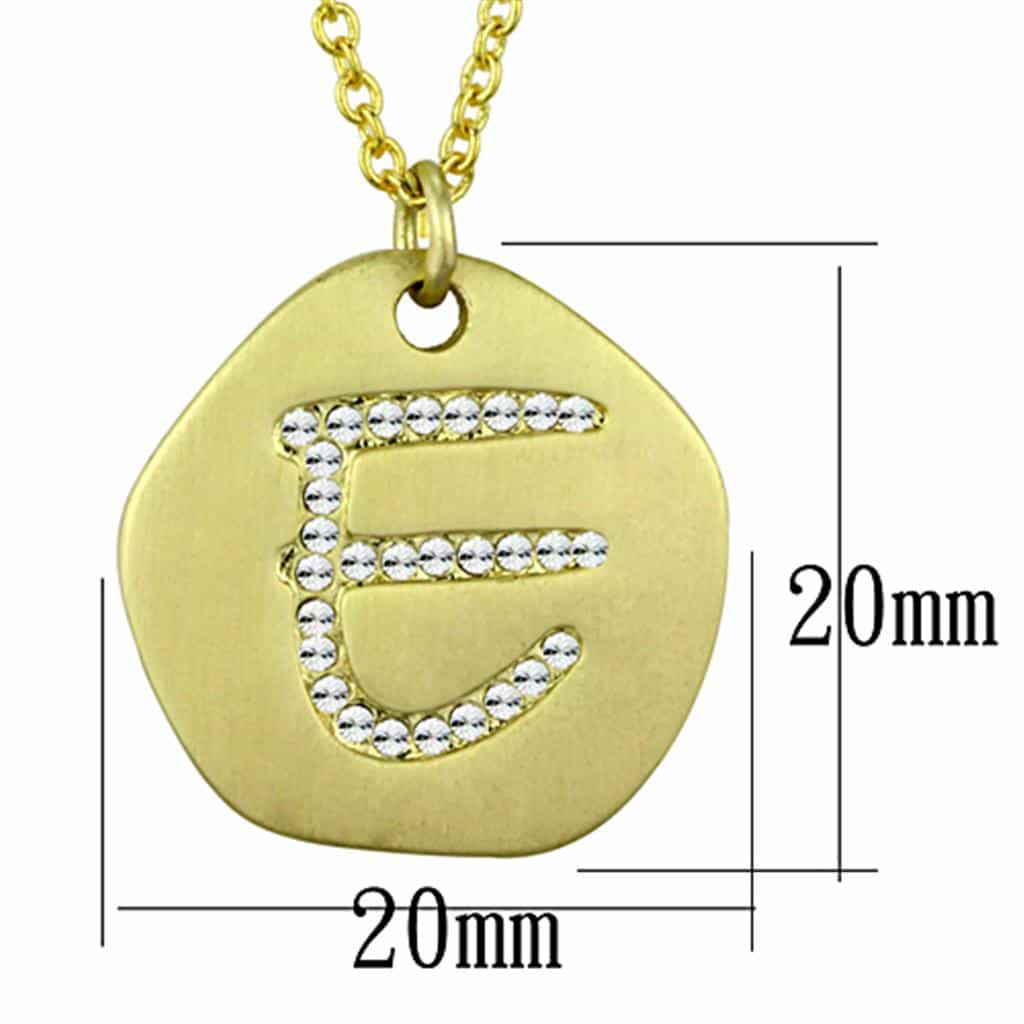 Brass Gold Disc CZ Letter E Initial Pendant Necklace view 2