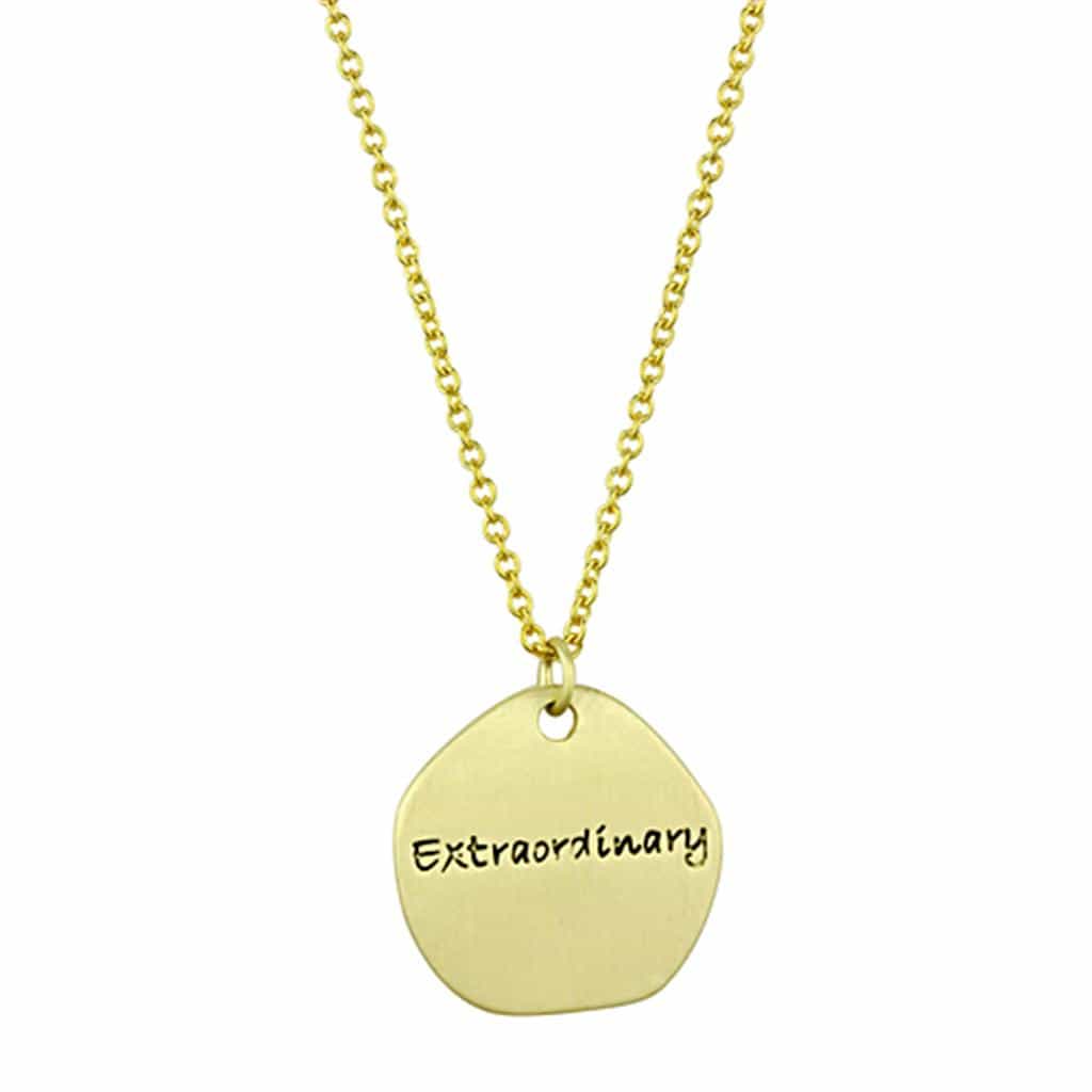 Brass Gold Disc CZ Letter E Initial Pendant Necklace view 3