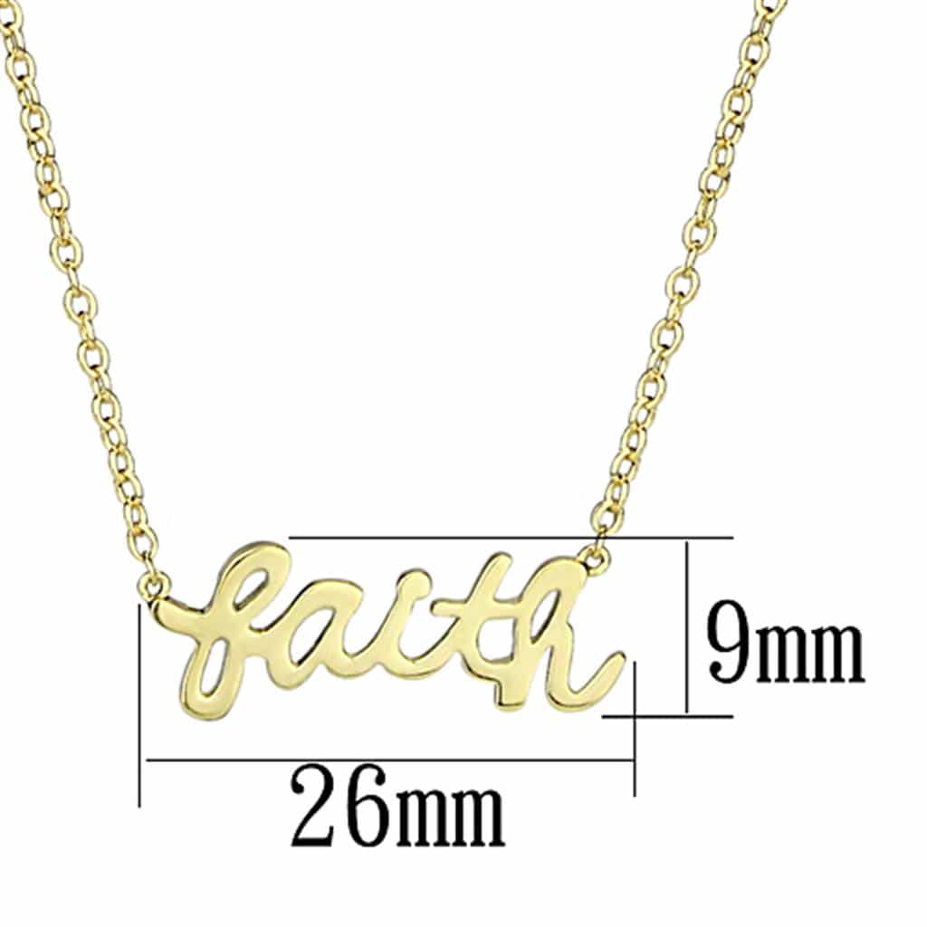Brass Gold Script Faith Word Pendant Necklace view 2