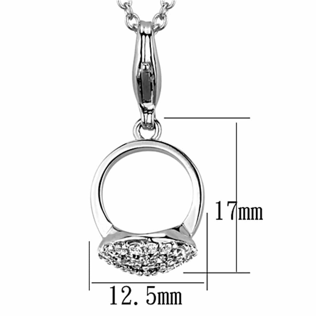 Brass Silver CZ Pave Circle Drop Pendant Necklace view 2