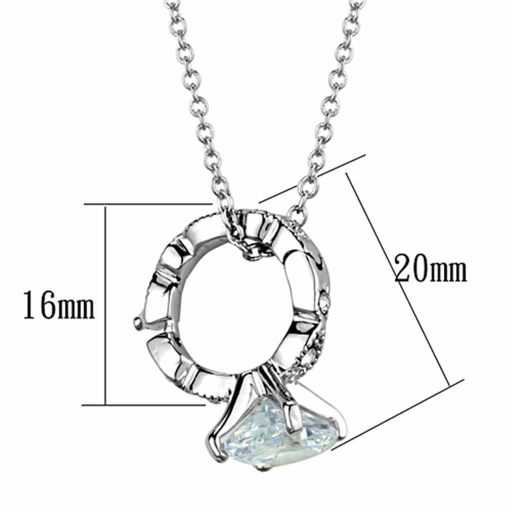 Brass Silver CZ Crown Setting Drop Pendant Necklace view 2