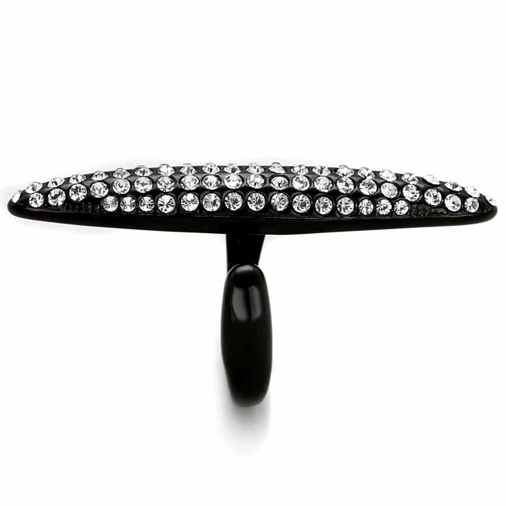 Stainless Steel Black CZ Pave Elongated Knuckle Cocktail Ring view 4