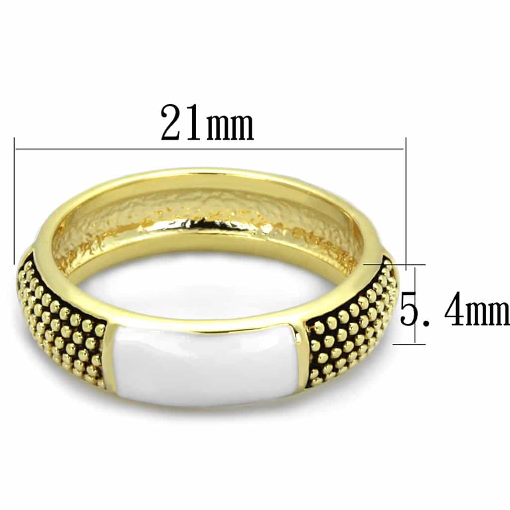Brass Gold White Enamel Beaded Accent Band Ring view 2