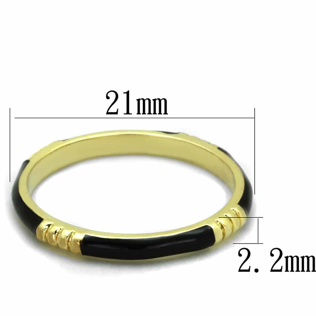 Brass Gold Black Enamel Slim Band Ring | The Stainless Jewelry view 2