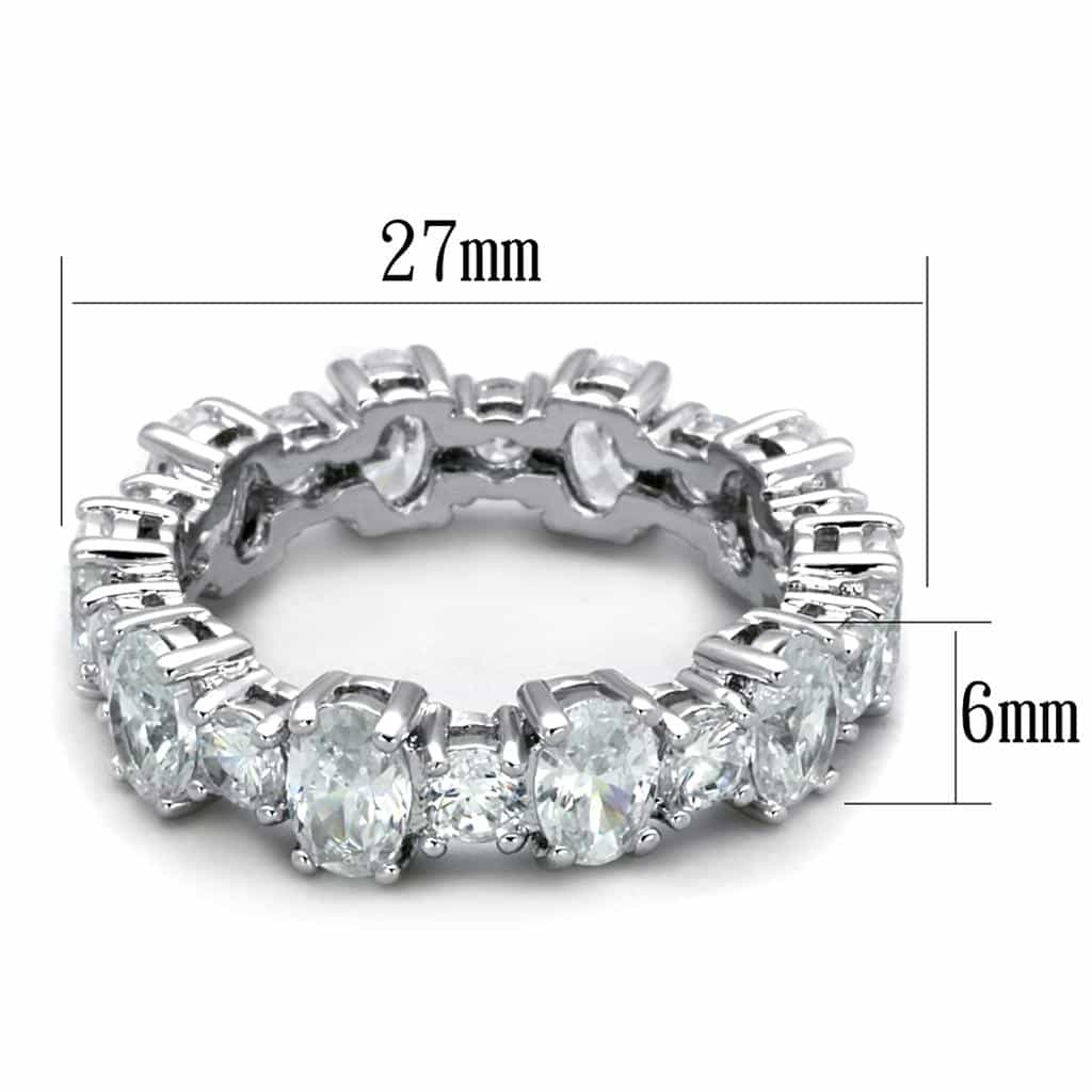 Brass Silver CZ Round Prong Set Eternity Band Ring view 2