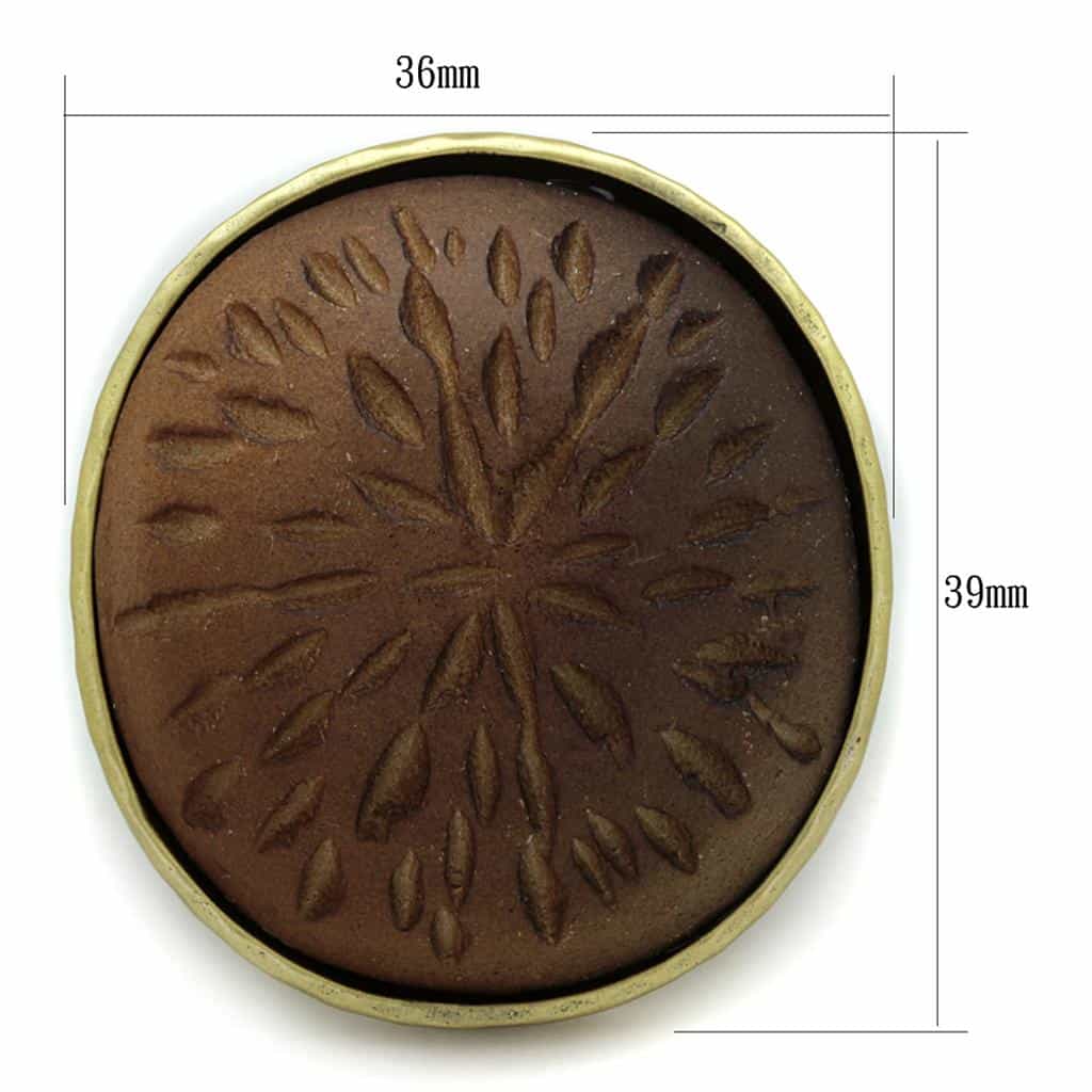 Brass Antique Gold Brown Wood Carved Floral Dome Cocktail Ring view 2