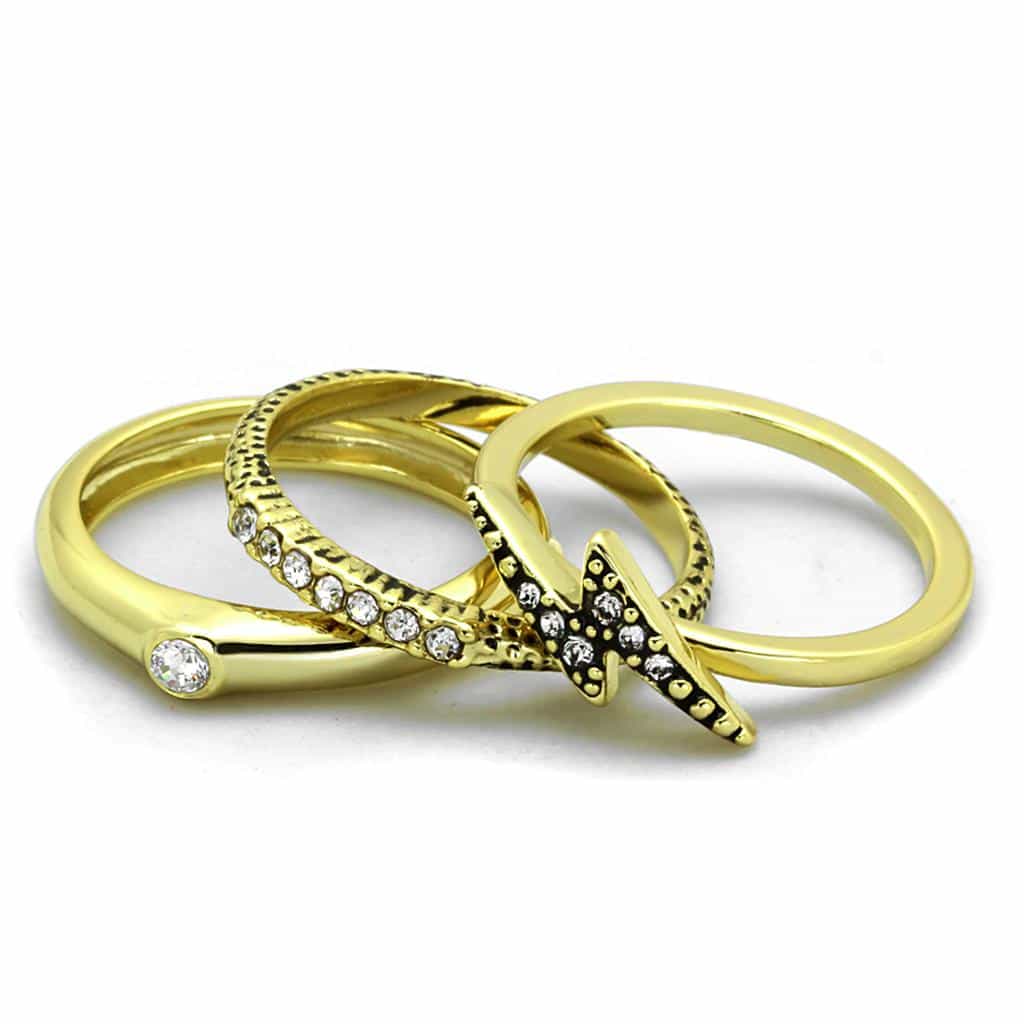 Brass Gold CZ Snake Coil Multi Band Stackable Ring view 2