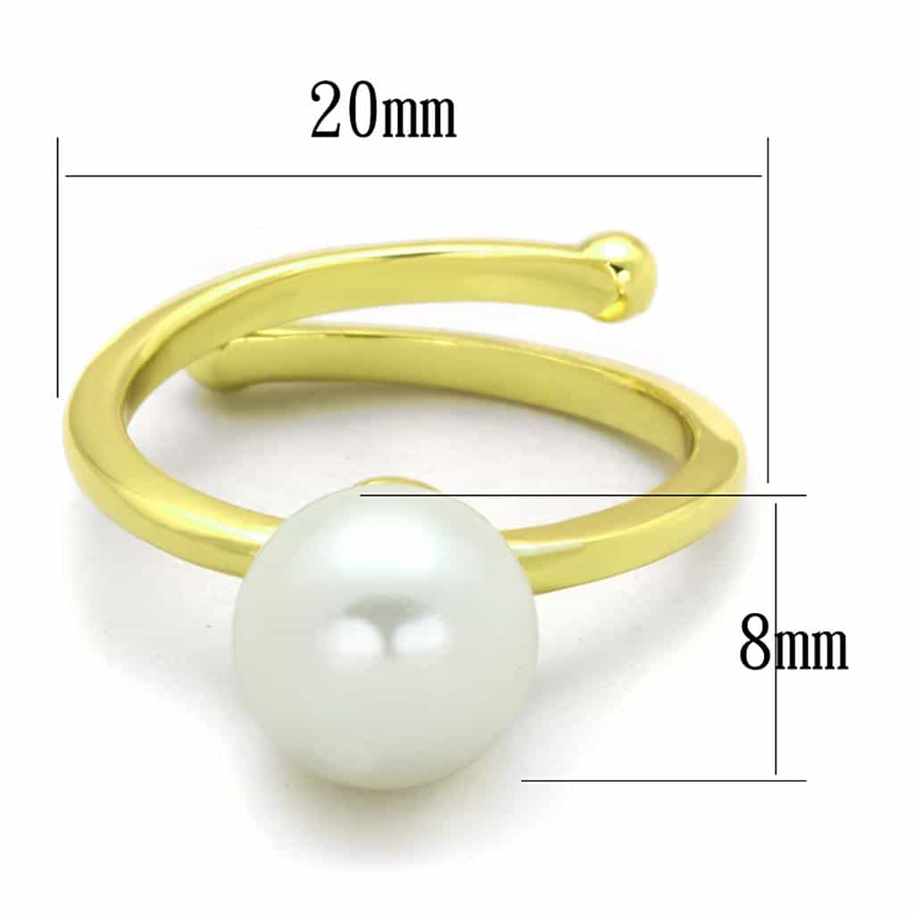 Brass Gold Pearl Open Adjustable Ring | The Stainless Jewelry view 2