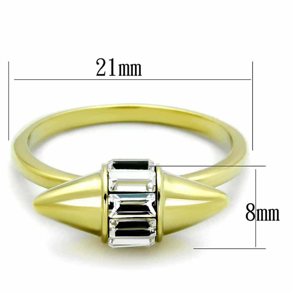 Brass Gold CZ Baguette Spike Cocktail Ring view 2
